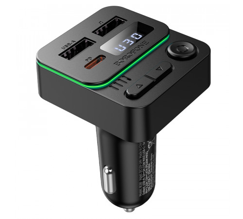 АЗП з FM-модулятором BOROFONE BC60 Hero 35W(1A1C) car BT FM transmitter Black (6941991121388)