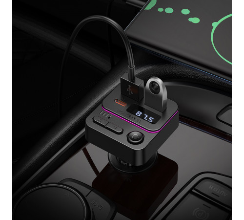 АЗП з FM-модулятором BOROFONE BC60 Hero 35W(1A1C) car BT FM transmitter Black (6941991121388)