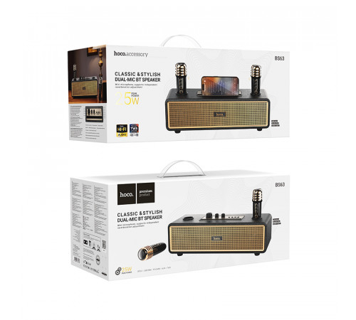 Портативна колонка HOCO BS63 Graceful wireless dual-mic BT speaker, 10W*2, Black (6942007634458)