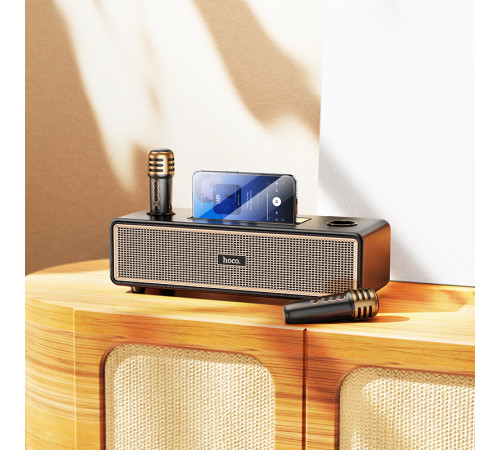 Портативна колонка HOCO BS63 Graceful wireless dual-mic BT speaker, 10W*2, Black (6942007634458)
