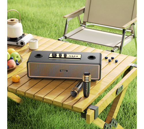 Портативна колонка HOCO BS63 Graceful wireless dual-mic BT speaker, 10W*2, Black (6942007634458)