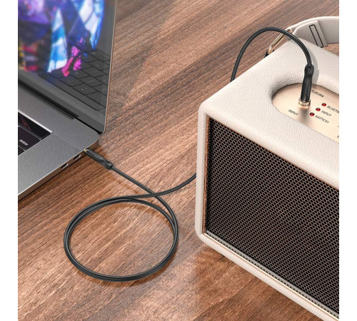 Аудіокабель BOROFONE BL16 3.5mm male to 3.5mm male, PVC, 1m, Black (6974443389166)