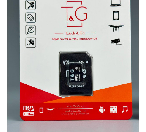 Карта пам'яті T&G 4Gb 10 Class (з адаптером SD)