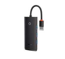 USB-хаб Baseus Lite Series 4-Port USB-A HUB Adapter (USB-A to USB 3.0*4) 25cm Black (WKQX030001)