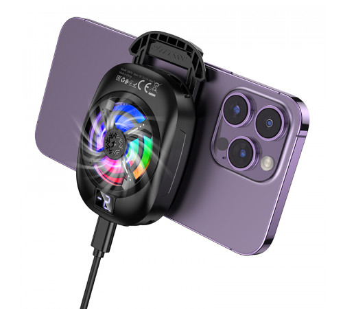 Кулер для мобільного HOCO GM76 Blue diamond mobile phone cooler Black (6942007656764)