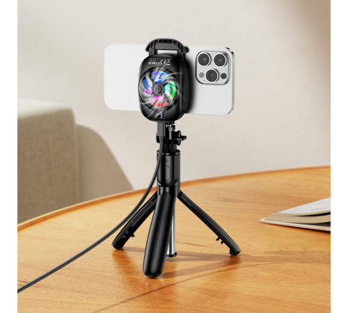 Кулер для мобільного HOCO GM76 Blue diamond mobile phone cooler Black (6942007656764)