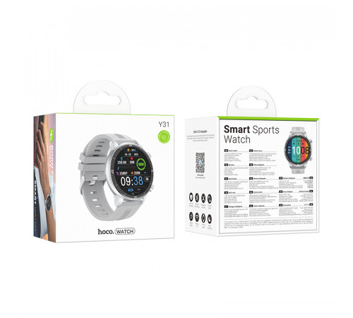 Смарт-годинник HOCO Y31 37mm, 250 mAh, Smart sports watch(call version) Silver (6942007654104)