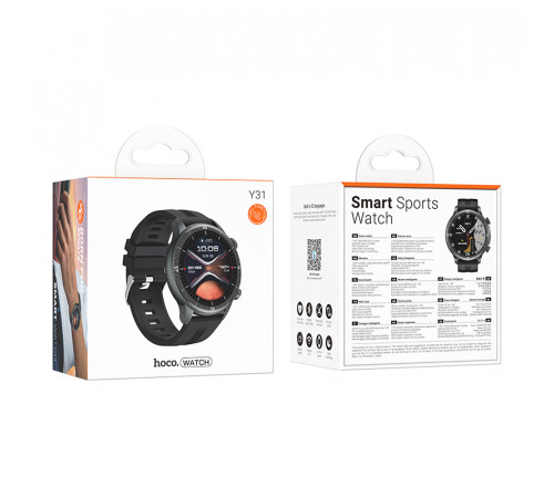 Смарт-годинник HOCO Y31 37mm, 250 mAh, Smart sports watch(call version) Black (6942007654098)