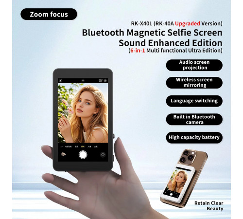 Додатковий екран Magnetic selfie screen RK-X40L камери смартфона Black (RK-X40L-B)