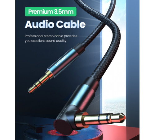 Аудіокабель UGREEN AV112, 3.5mm Male to 3.5mm Male, nylon braid, 2m, Blue (UGR-60181)