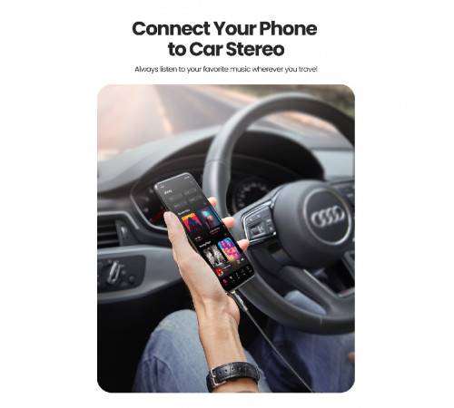 Аудіокабель UGREEN AV112, 3.5mm Male to 3.5mm Male, nylon braid, 2m, Blue (UGR-60181)