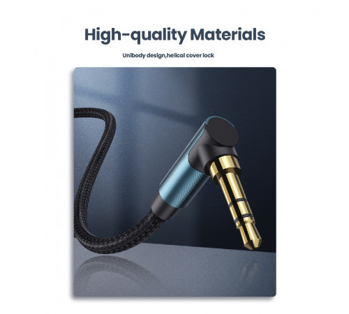 Аудіокабель UGREEN AV112, 3.5mm Male to 3.5mm Male, nylon braid, 2m, Blue (UGR-60181)