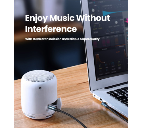 Аудіокабель UGREEN AV112, 3.5mm Male to 3.5mm Male, nylon braid, 2m, Blue (UGR-60181)