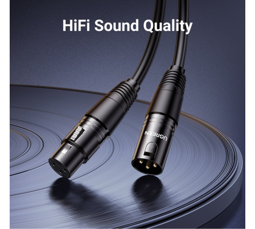 Аудіокабель UGREEN AV130 Cannon Male to Female Microphone Extension Audio Cable 5m Black (UGR-20712)