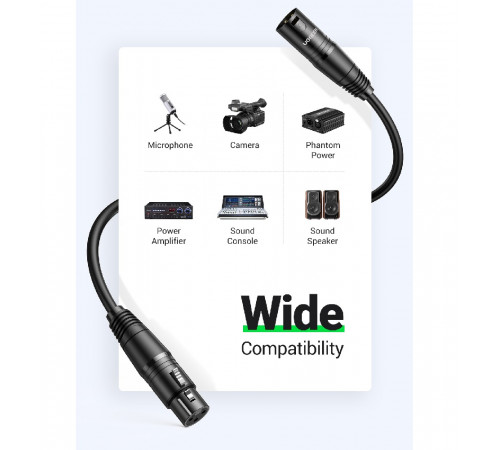 Аудіокабель UGREEN AV130 Cannon Male to Female Microphone Extension Audio Cable 5m Black (UGR-20712)