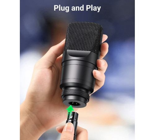 Аудіокабель UGREEN AV130 Cannon Male to Female Microphone Extension Audio Cable 5m Black (UGR-20712)