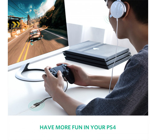 Аудіокабель UGREEN AV141 3.5mm male to 2 3.5mm female, 0,2m Black (UGR-30619)