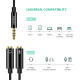 Аудіокабель UGREEN AV141 3.5mm male to 2 3.5mm female, 0,2m Black (UGR-30619)