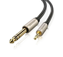 Аудіокабель UGREEN AV127 3.5mm Male to 6.35mm Male, TRS Stereo Audio Cable, nylon braid, 5m Gray (UGR-10630)
