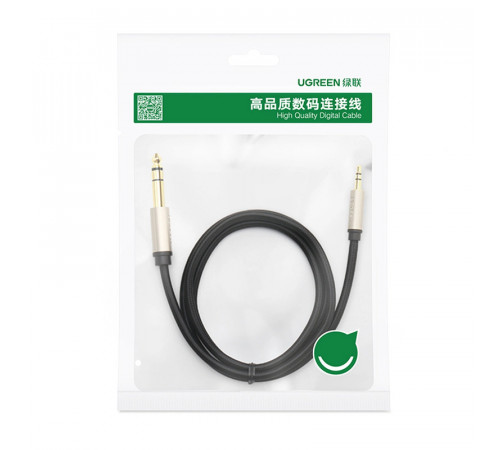 Аудіокабель UGREEN AV127 3.5mm Male to 6.35mm Male, TRS Stereo Audio Cable, nylon braid, 5m Gray (UGR-10630)