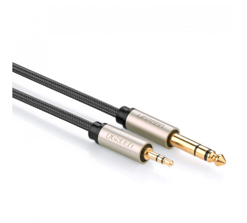 Аудіокабель UGREEN AV127 3.5mm Male to 6.35mm Male, TRS Stereo Audio Cable, nylon braid, 5m Gray (UGR-10630)