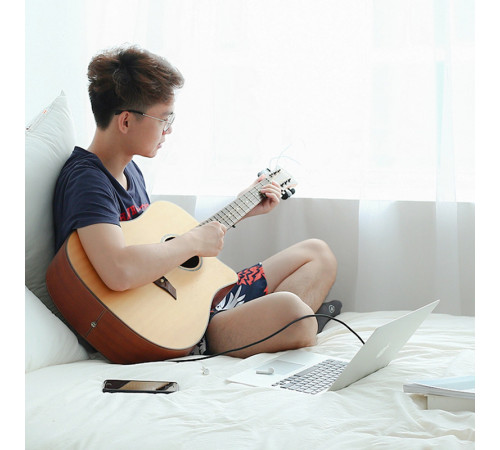 Аудіокабель UGREEN AV127 3.5mm Male to 6.35mm Male, TRS Stereo Audio Cable, nylon braid, 5m Gray (UGR-10630)