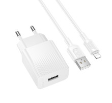 Мережевий зарядний пристрій з кабелем BOROFONE BAS71A Source single-port charger set(iP) White (6941991122583)