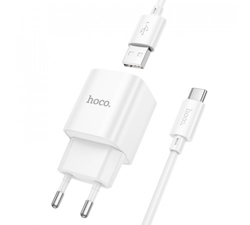 Мережевий зарядний пристрій з кабелем HOCO C145A Charm single port QC3.0 charger set(Type-C) White (6942007630238)
