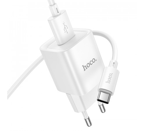 Мережевий зарядний пристрій з кабелем HOCO C145A Charm single port QC3.0 charger set(Type-C) White (6942007630238)