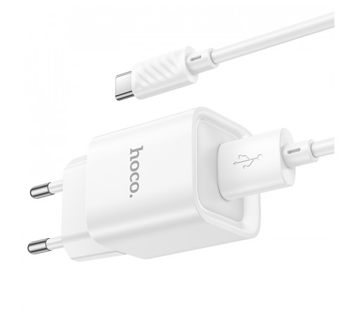 Мережевий зарядний пристрій з кабелем HOCO C145A Charm single port QC3.0 charger set(Type-C) White (6942007630238)