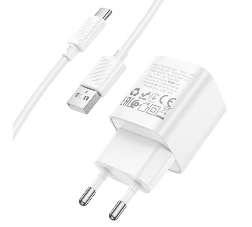 Мережевий зарядний пристрій з кабелем HOCO C145A Charm single port QC3.0 charger set(Type-C) White (6942007630238)