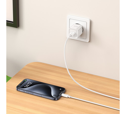 Мережевий зарядний пристрій з кабелем HOCO C145A Charm single port QC3.0 charger set(Type-C) White (6942007630238)