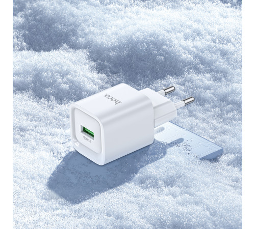 Мережевий зарядний пристрій з кабелем HOCO C145A Charm single port QC3.0 charger set(Type-C) White (6942007630238)