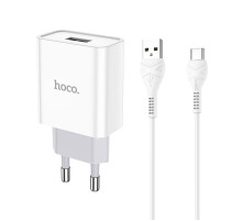 Мережевий зарядний пристрій з кабелем HOCO C81A Asombroso single port charger set(Type-C) White (6931474727961)