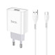 Мережевий зарядний пристрій з кабелем HOCO C81A Asombroso single port charger set(Type-C) White (6931474727961)