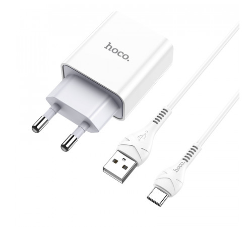 Мережевий зарядний пристрій з кабелем HOCO C81A Asombroso single port charger set(Type-C) White (6931474727961)