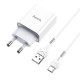Мережевий зарядний пристрій з кабелем HOCO C81A Asombroso single port charger set(Type-C) White (6931474727961)