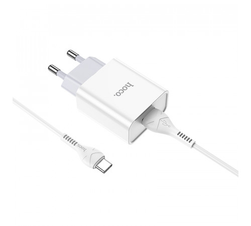Мережевий зарядний пристрій з кабелем HOCO C81A Asombroso single port charger set(Type-C) White (6931474727961)