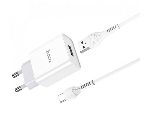 Мережевий зарядний пристрій з кабелем HOCO C81A Asombroso single port charger set(Type-C) White (6931474727961)
