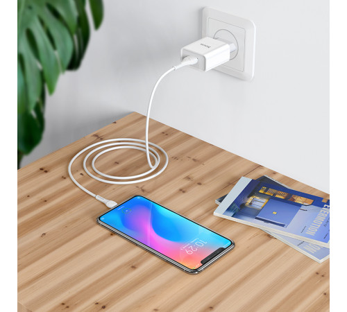 Мережевий зарядний пристрій з кабелем HOCO C81A Asombroso single port charger set(Type-C) White (6931474727961)