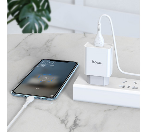 Мережевий зарядний пристрій з кабелем HOCO C81A Asombroso single port charger set(Type-C) White (6931474727961)