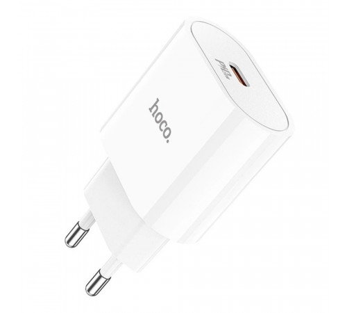Мережевий зарядний пристрій з кабелем HOCO C94A Metro single port PD20W charger set(Type-C to Type-C) White (6931474762191)