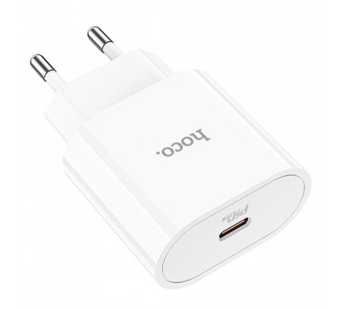 Мережевий зарядний пристрій з кабелем HOCO C94A Metro single port PD20W charger set(Type-C to Type-C) White (6931474762191)