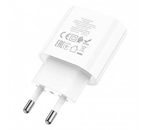 Мережевий зарядний пристрій з кабелем HOCO C94A Metro single port PD20W charger set(Type-C to Type-C) White (6931474762191)