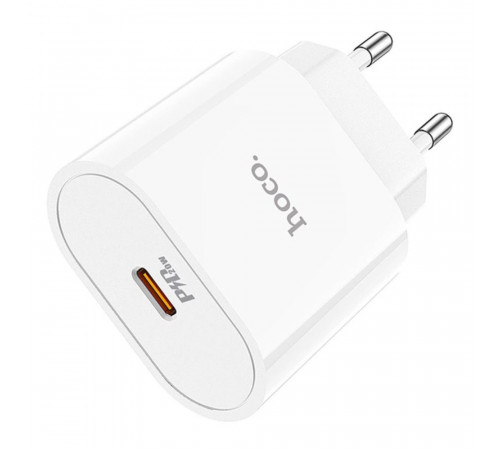 Мережевий зарядний пристрій з кабелем HOCO C94A Metro single port PD20W charger set(Type-C to Type-C) White (6931474762191)