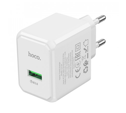 Мережевий зарядний пристрій HOCO CS12A Ocean single port QC3.0 charger White (6942007603690)