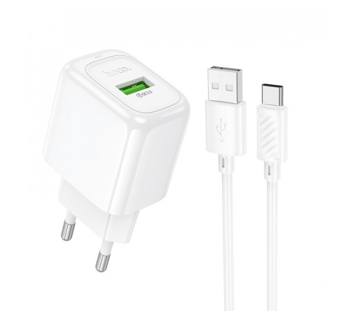 Мережевий зарядний пристрій з кабелем HOCO CS52A 18W Surplus single-port QC3.0 charger set(Type-C) White (6942007631471)