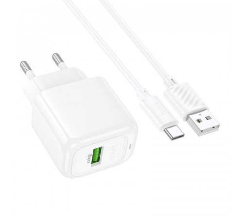 Мережевий зарядний пристрій з кабелем HOCO CS52A 18W Surplus single-port QC3.0 charger set(Type-C) White (6942007631471)