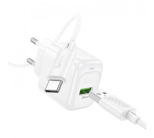 Мережевий зарядний пристрій з кабелем HOCO CS52A Surplus single-port QC3.0 charger set(Type-C) White (6942007631471)