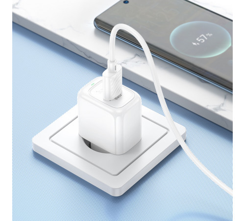 Мережевий зарядний пристрій з кабелем HOCO CS52A Surplus single-port QC3.0 charger set(Type-C) White (6942007631471)